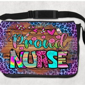 Women's Purple Proud Nurse Western Design Messenger Shoulder Laptop Travel bag